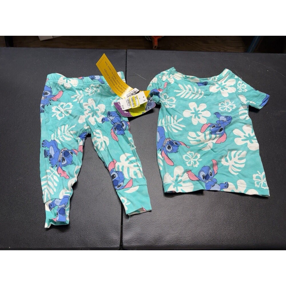 Stitch Two Piece Pajama Set Size 12 Months - NWT - Short Sleeve With Pants